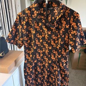 PrettyLittleThing Black Dress with Orange Floral Design